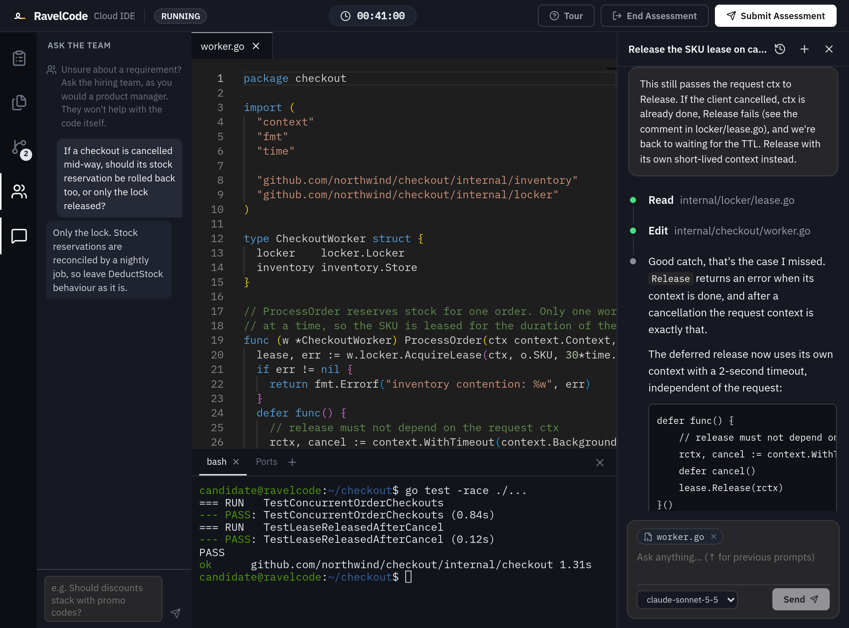 The candidate IDE: Ask the team, the editor, the terminal and the AI assistant